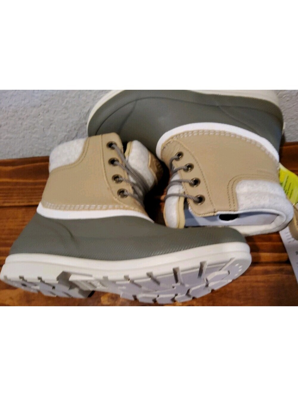 Muck Boots Originals Duck Lace Women’s 6 Waterproof Taupe/Walnut Rubber Rain - Picture 4 of 9